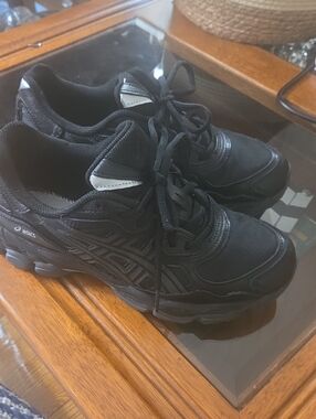 Asics Black Athletic Sneakers with Subtle Silver Accents